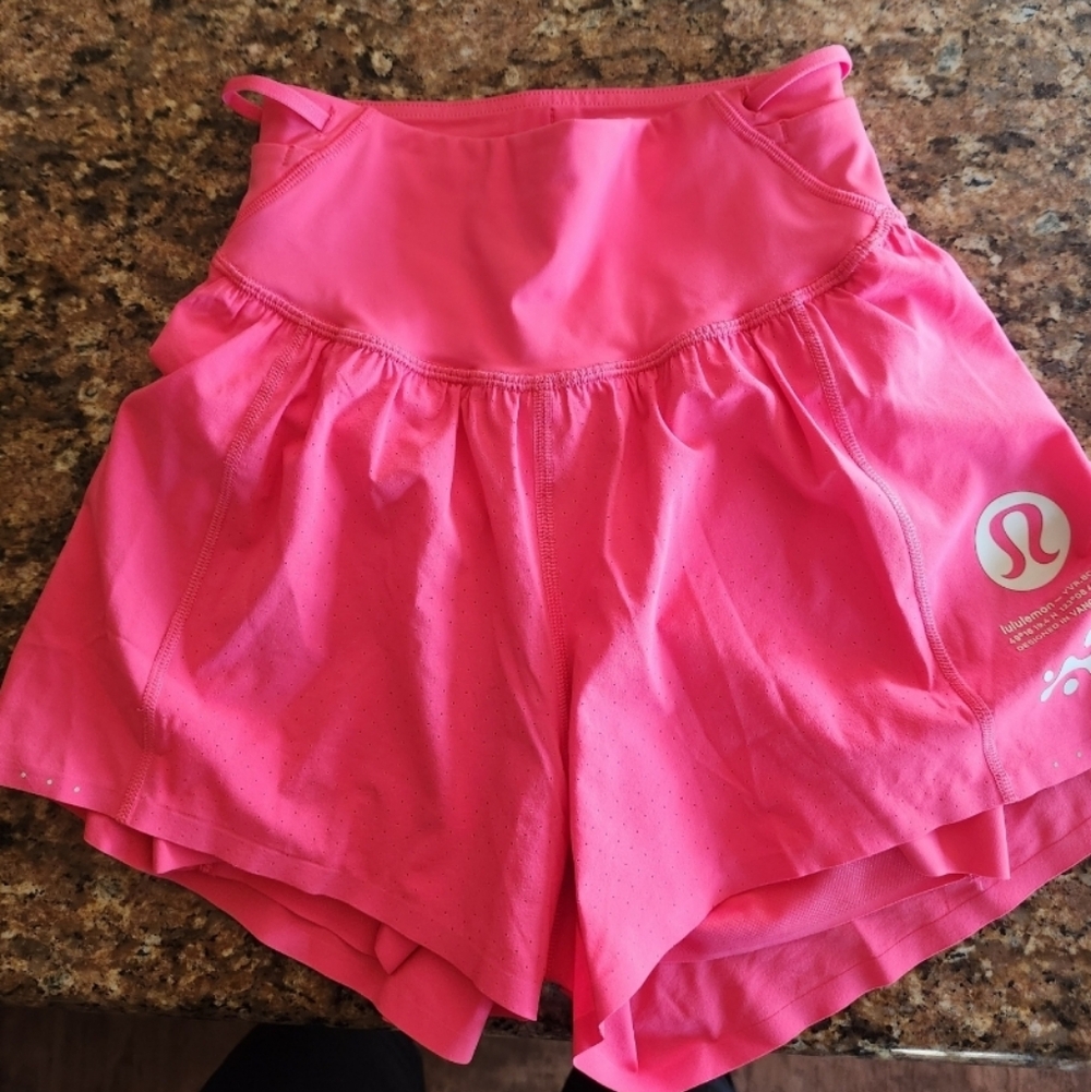 Never Worn Womens Lululemon Pink High-rise Shorts, Sizw 2